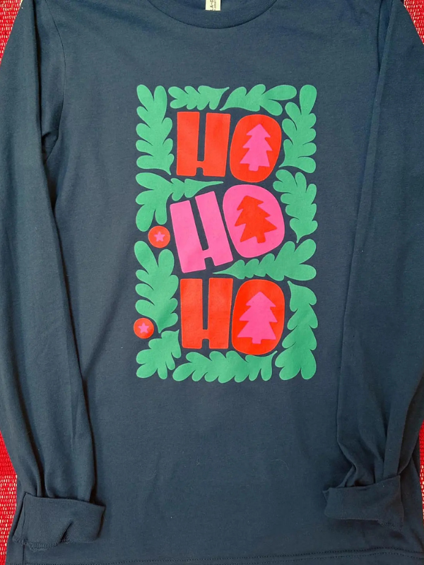 HO HO HO Teal LS Tee