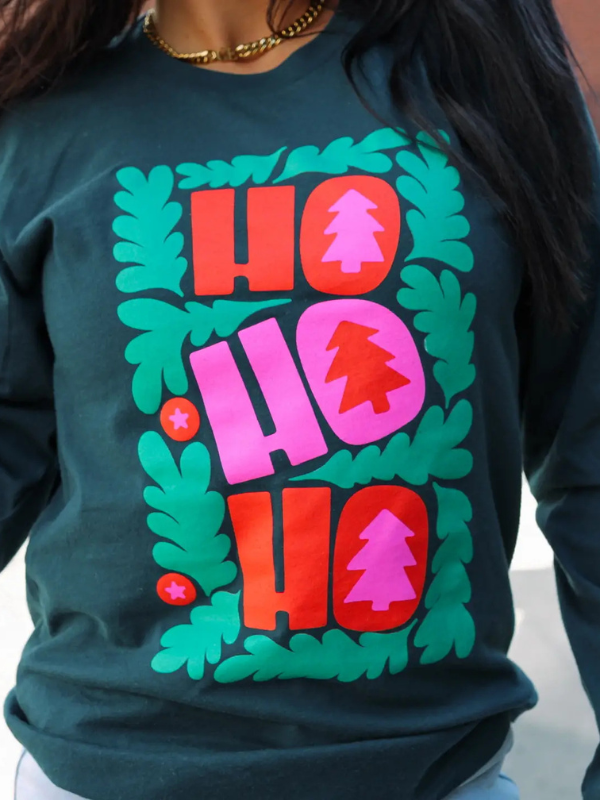 HO HO HO Teal LS Tee