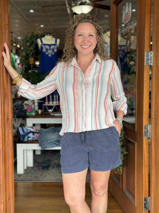 Indigo Tencel High Rise Shorts