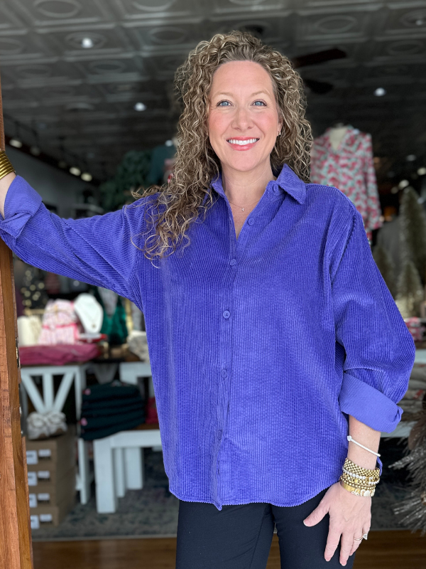Iris Purple Long Sleeve Corduroy Shirt