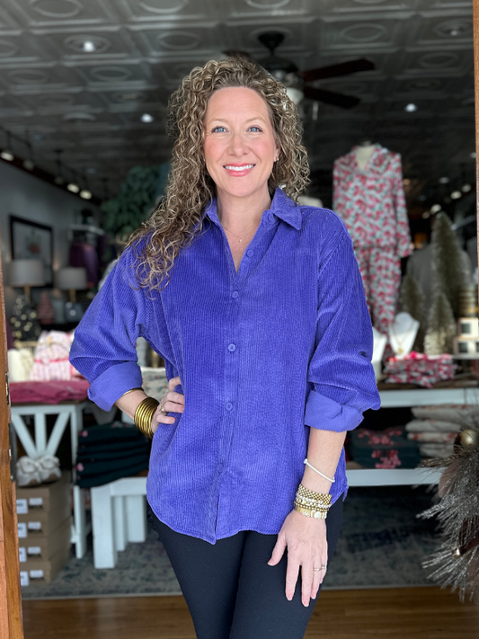 Iris Purple Long Sleeve Corduroy Shirt