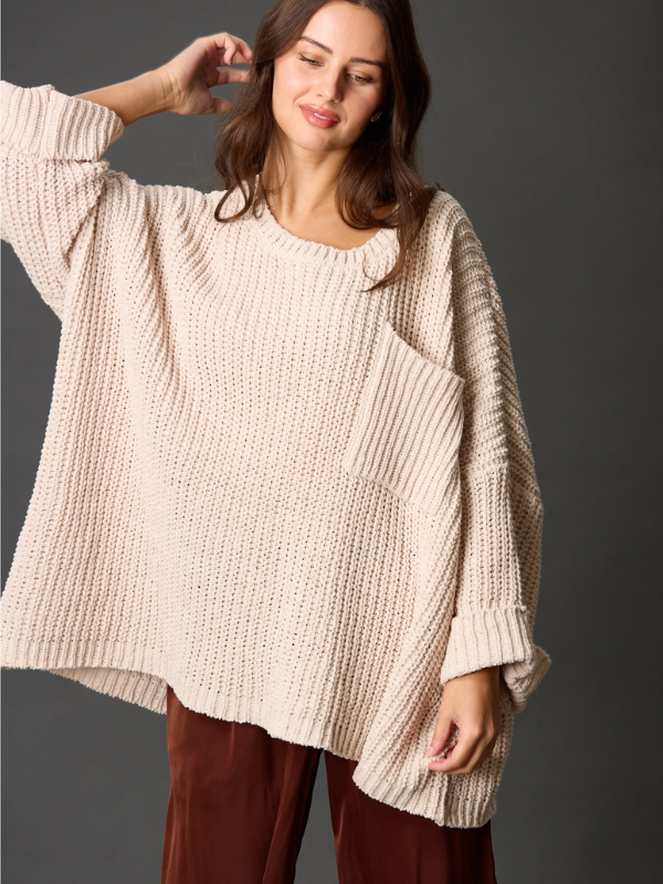 woman wearing oversized sweater 