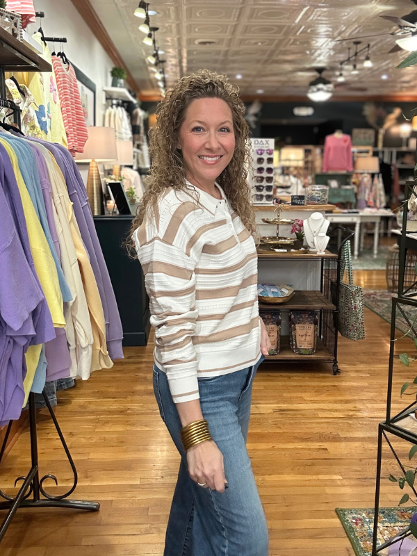 Ivory + Taupe Briana Sweater - Themasonboutique