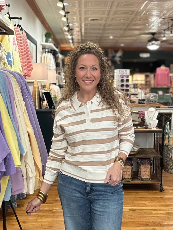 Ivory + Taupe Briana Sweater - Themasonboutique