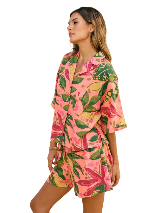 Just Like Paradise Relaxed Shirt and Shorts Set - Themasonboutique