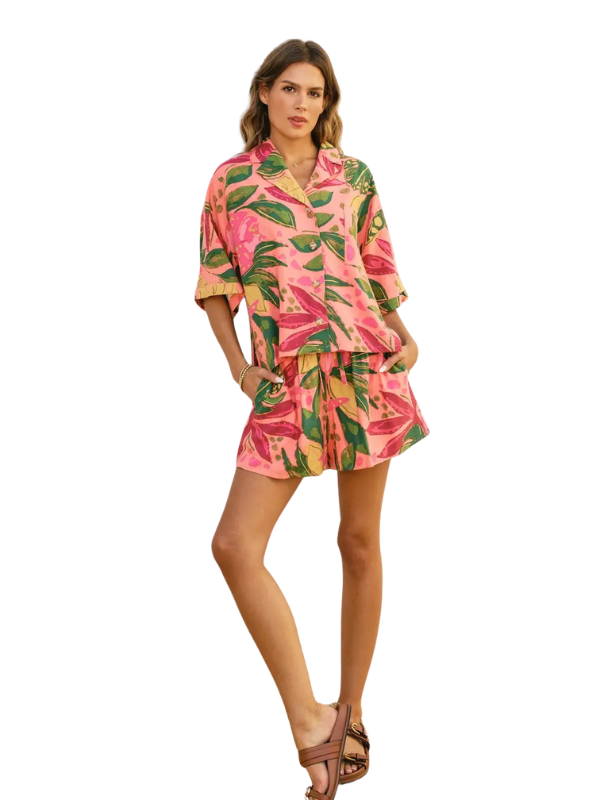 Just Like Paradise Relaxed Shirt and Shorts Set - Themasonboutique