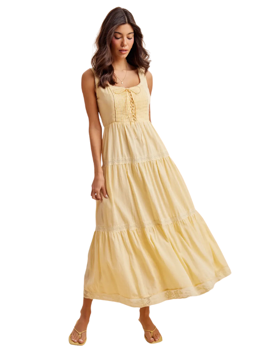 Lemon Cotton Sleeveless Maxi Dress - Themasonboutique