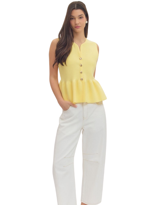 Lemon Peplum Top - Themasonboutique