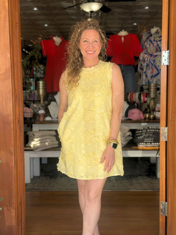 Lemon Scalloped Applique Dress