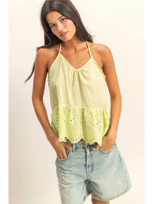 Lime Peplum Halter Top