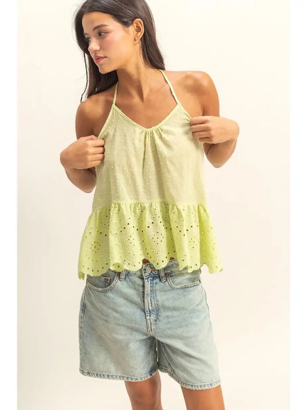 Lime Peplum Halter Top