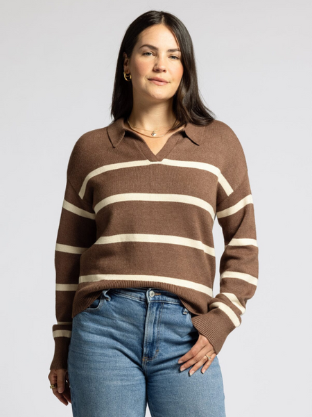 Lotus Sweater - Brown Ivory Stripe