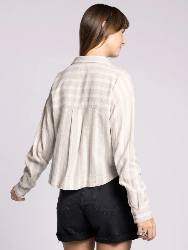 Madelyn Shirt - Khaki + Cream Stripe