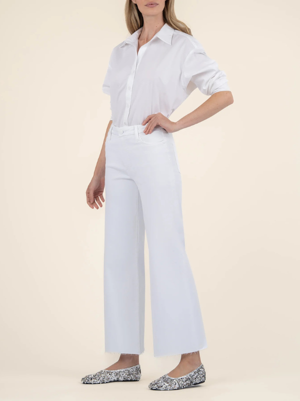 Meg High Rise - Wide Leg - Raw Hem - Optic White