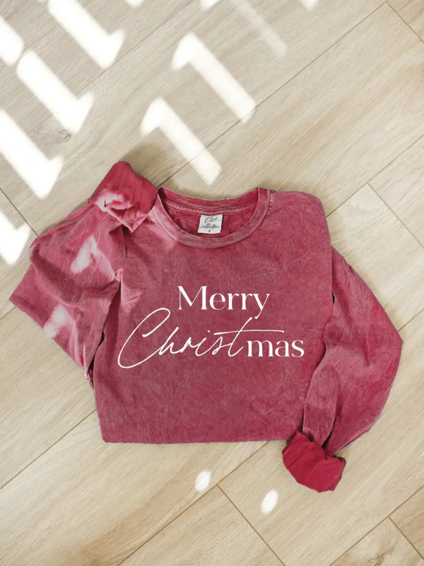 Merry Christmas Mineral Wash LS Tee