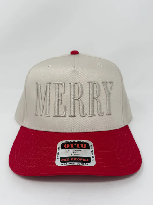 Merry Puff Letter Embroidered Cap