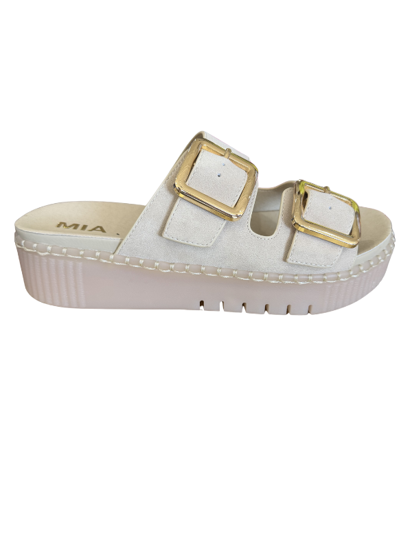 Mia Jacinta Ecru Raffia Slides - Themasonboutique
