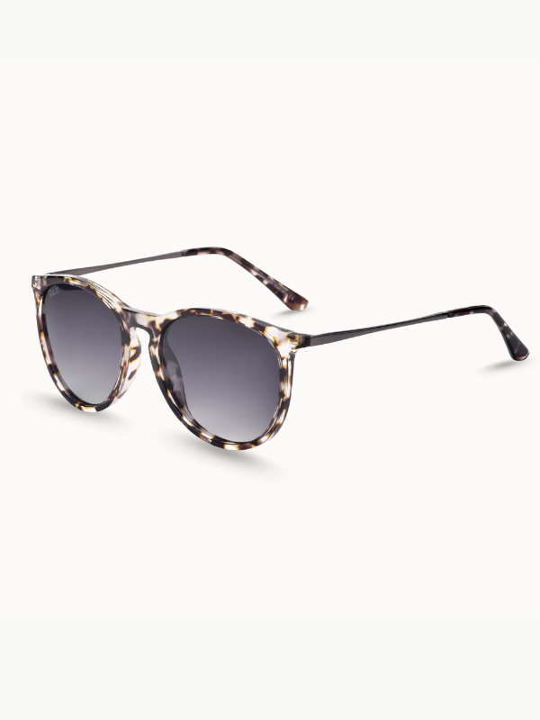 sunglasses with brown tortoise frames and black lenses 