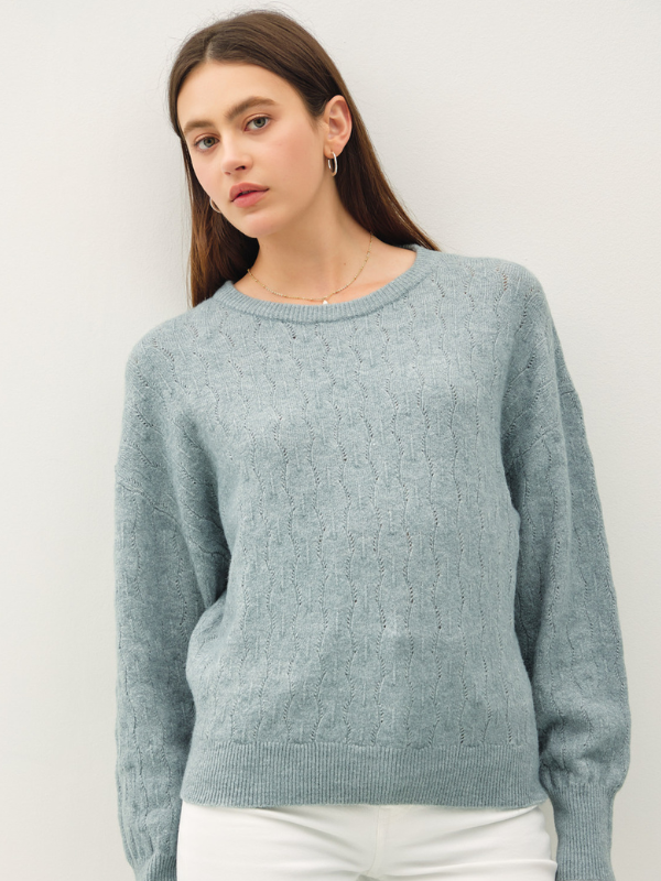 Mint Blue Cozy Textured Sweater