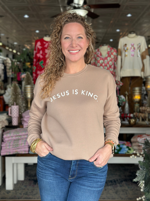 Mocha Jesus Is King Sweatshirt