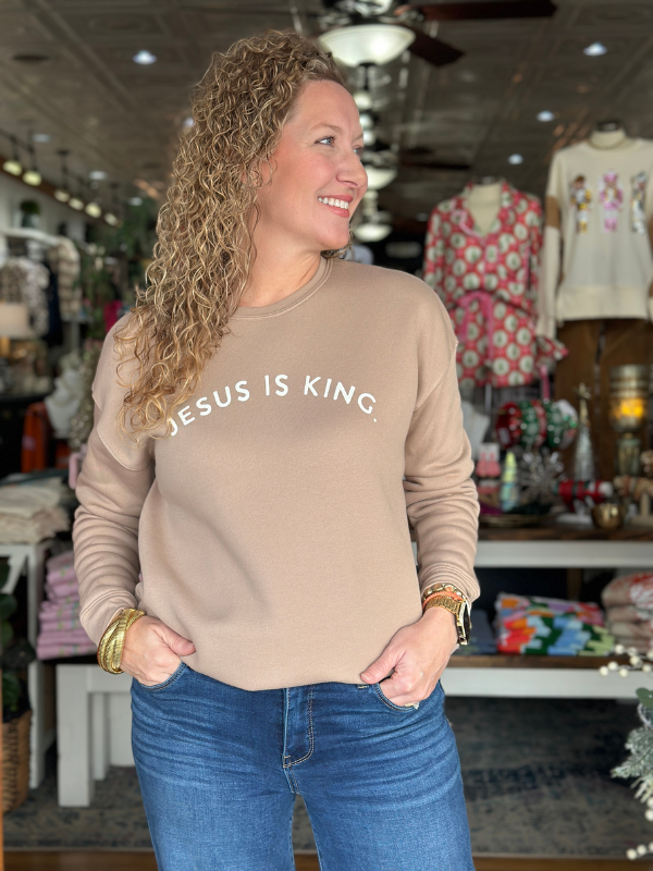 Mocha Jesus Is King Sweatshirt