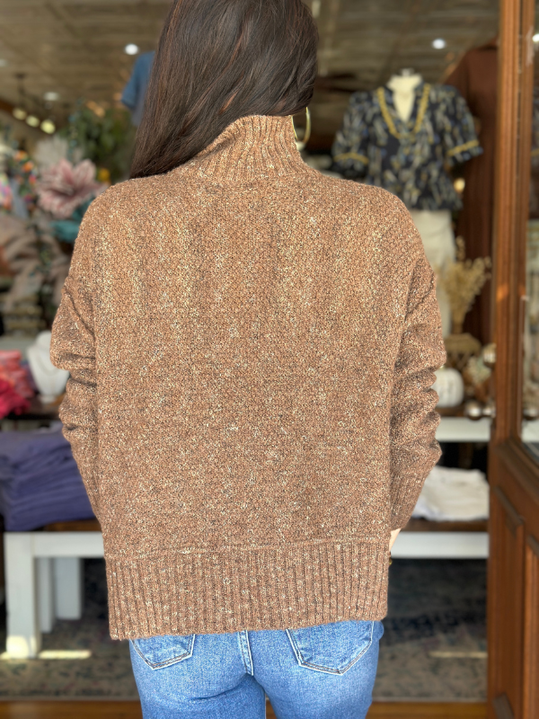 Mocha Wool Mock Neck Sweater - Themasonboutique