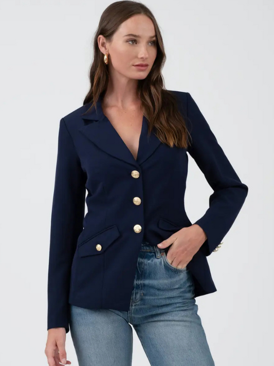 Navy Gold Button Blazer