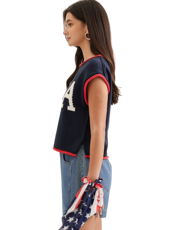 Navy Sleeveless USA Top - Themasonboutique