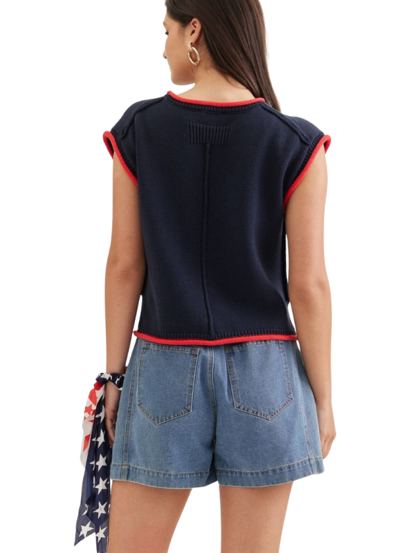 Navy Sleeveless USA Top - Themasonboutique