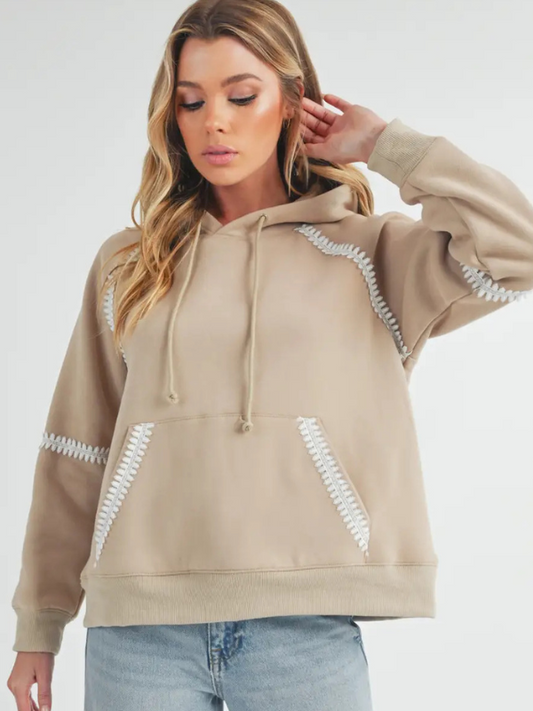 Oat Lace Trim Hoodie