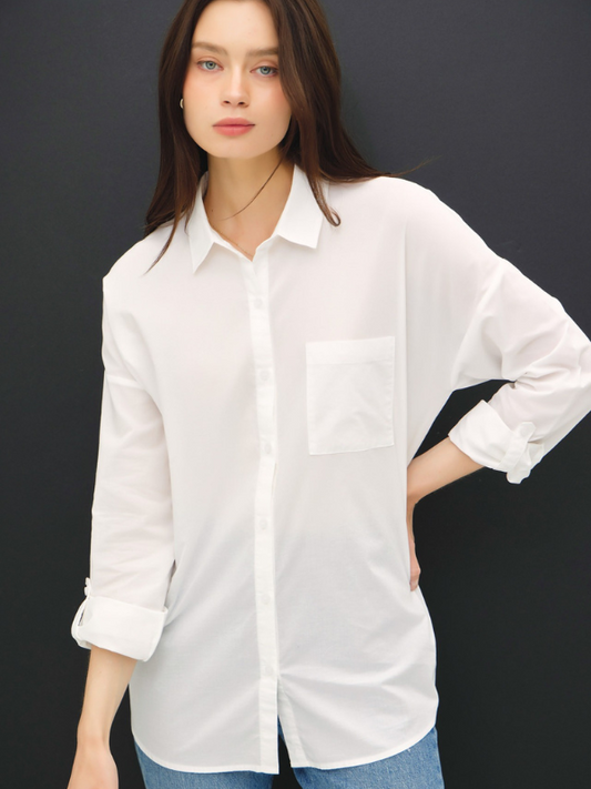 Off White Oversized Button Up Shirt