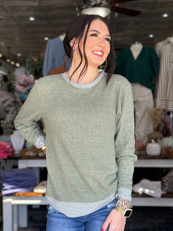 Olive Heathered Lightweight Sweatshirt - Themasonboutique