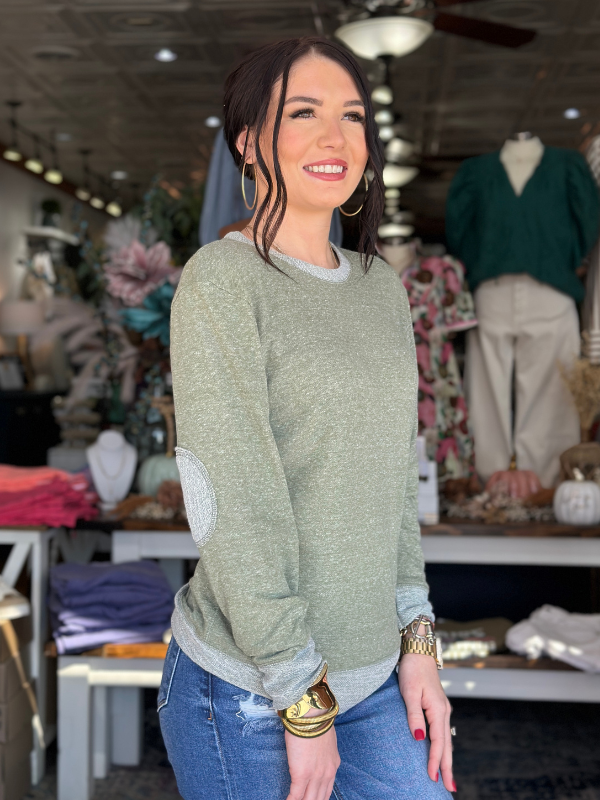 Olive Heathered Lightweight Sweatshirt - Themasonboutique