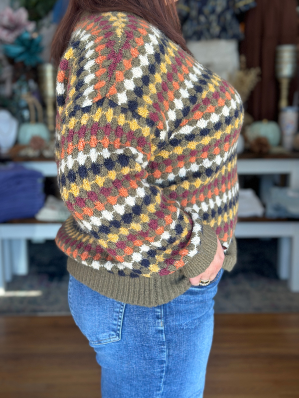 Olive Multi Boyfriend Cardigan - Themasonboutique