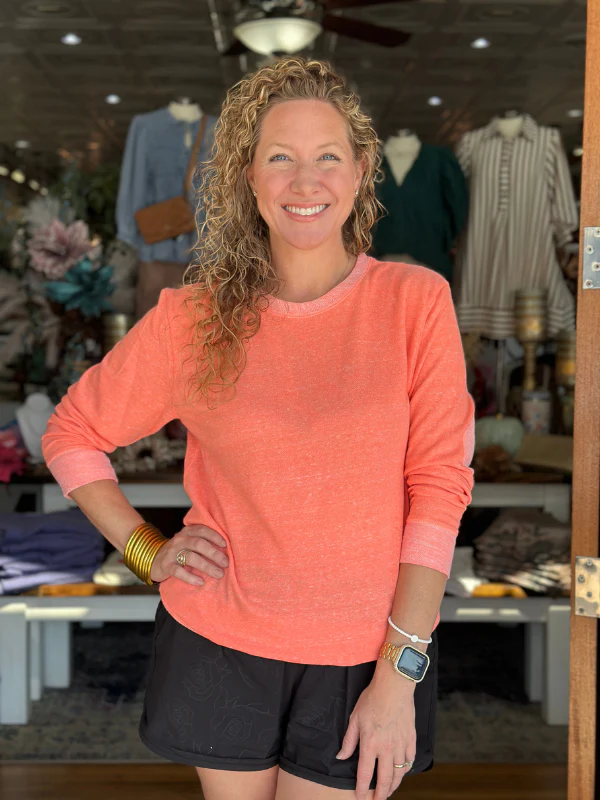 Papaya Heathered Lightweight Sweatshirt - Themasonboutique