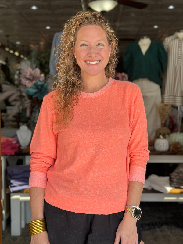 Papaya Heathered Lightweight Sweatshirt - Themasonboutique