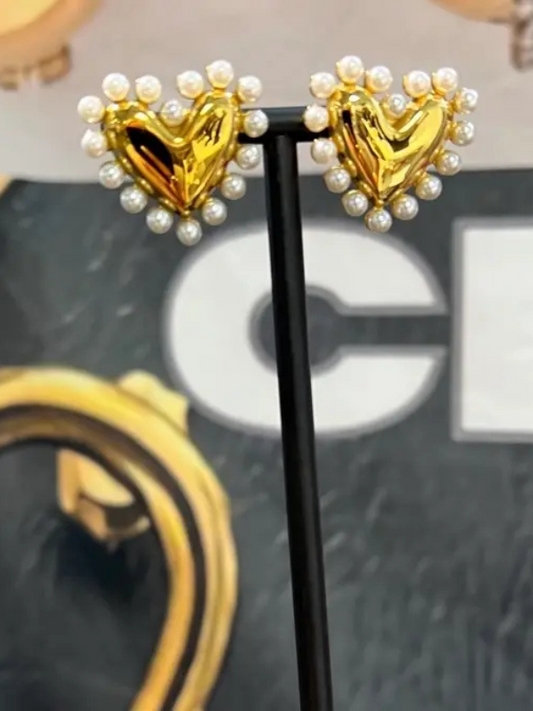 Pearl Heart Earrings