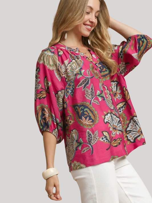 Pink Boho Paisley Blouse