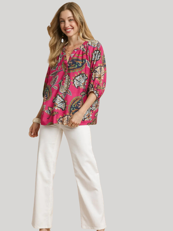 Pink Boho Paisley Blouse