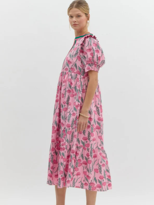 Pink Floral Maxi Dress