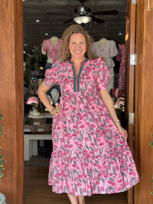 Pink Floral Maxi Dress