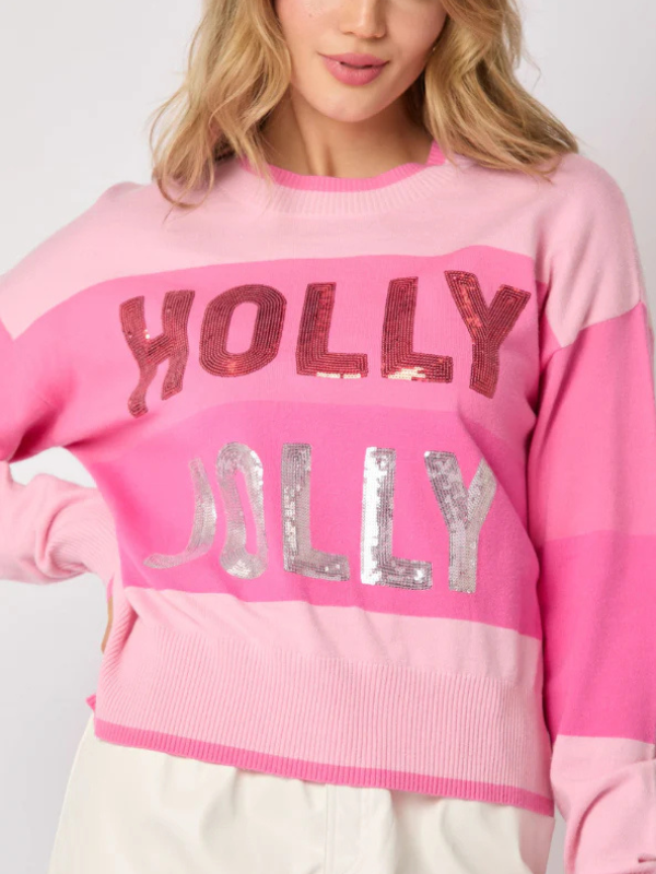 Pink Holly Jolly Sequin Sweater