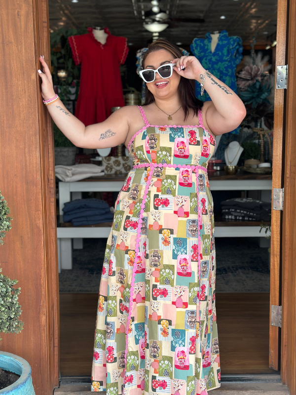 Pink Multi Vase Dress