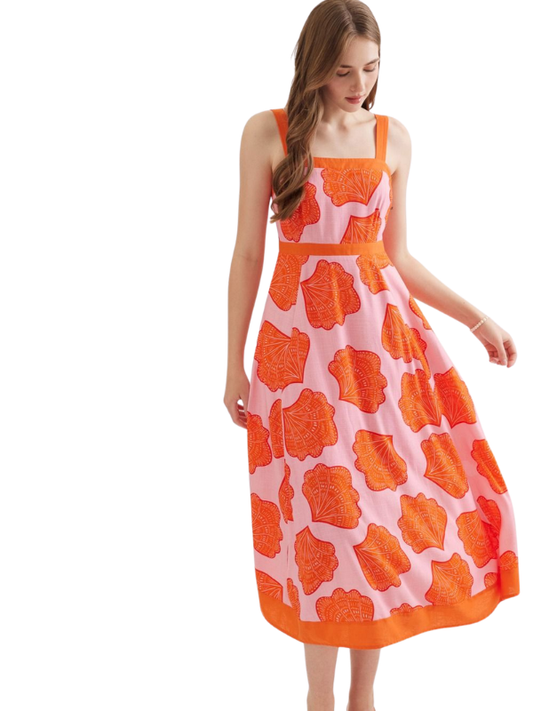 pink and orange dress on a woman 