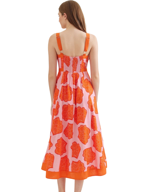 pink and orange dress on a woman 