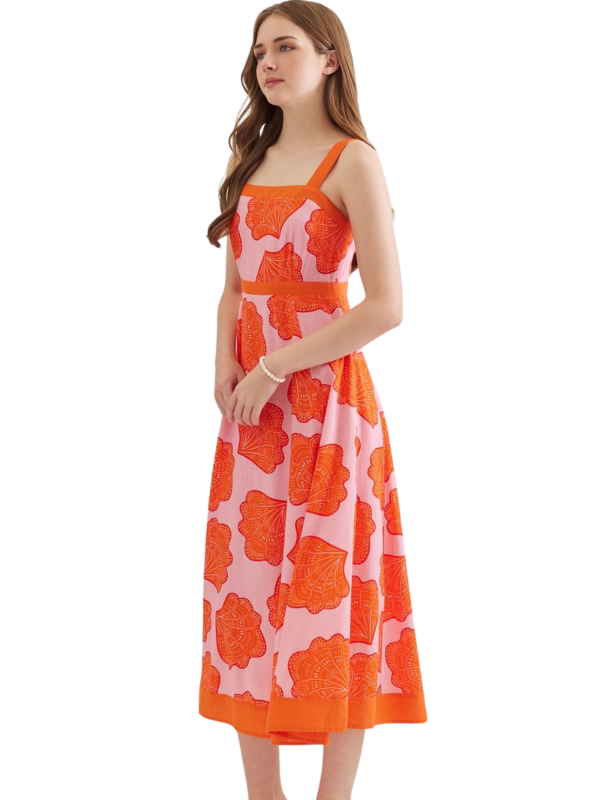pink and orange dress on a woman 