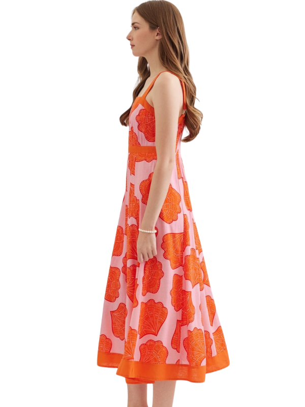 pink and orange dress on a woman 