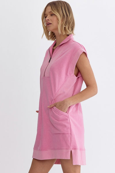 Pink Zip Pocket Dress