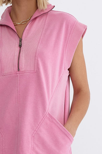 Pink Zip Pocket Dress
