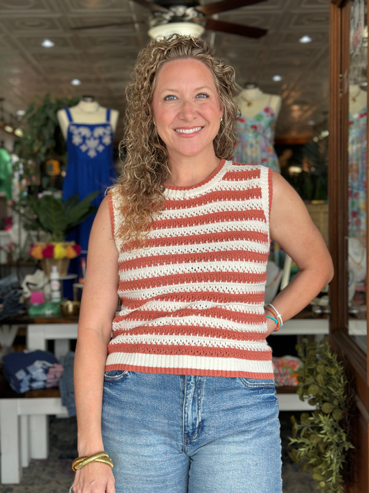 Poppy Chunky Knit Striped Sleeveless Top
